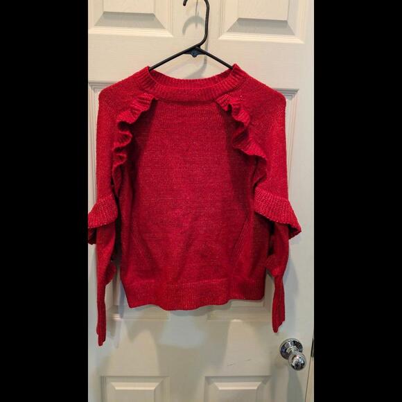 Stylish Red Ruffle Sweater - Picture 1 of 2